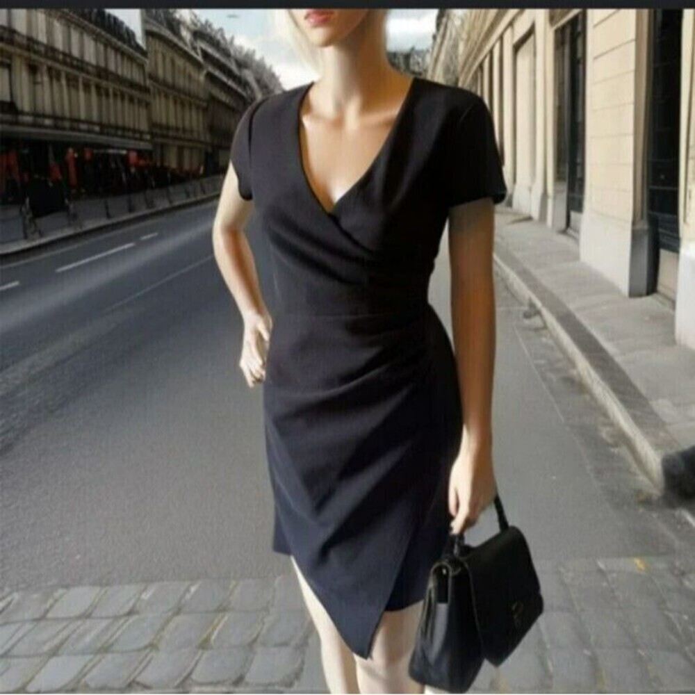 Bisou Bisou Michele Bohbot Dress Gray Herringbone Size 4‎